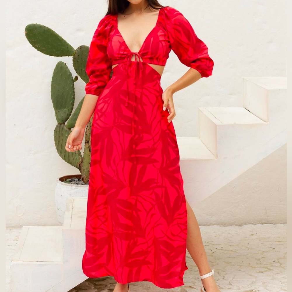 Red Cutout Maxi Dress